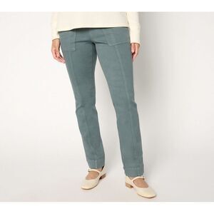 Denim & Co. Women's Plus Sz Pants 22 Cozy Touch Straight Leg Green A676209